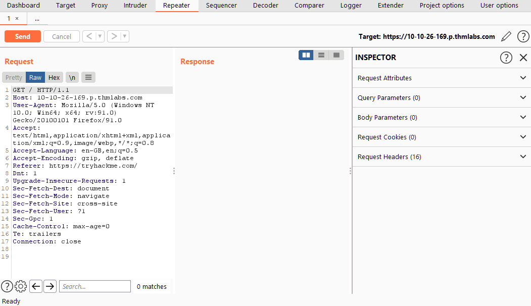 Observing captured requests in the Repeater tab