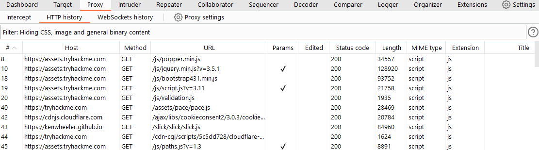 Burp Modules history